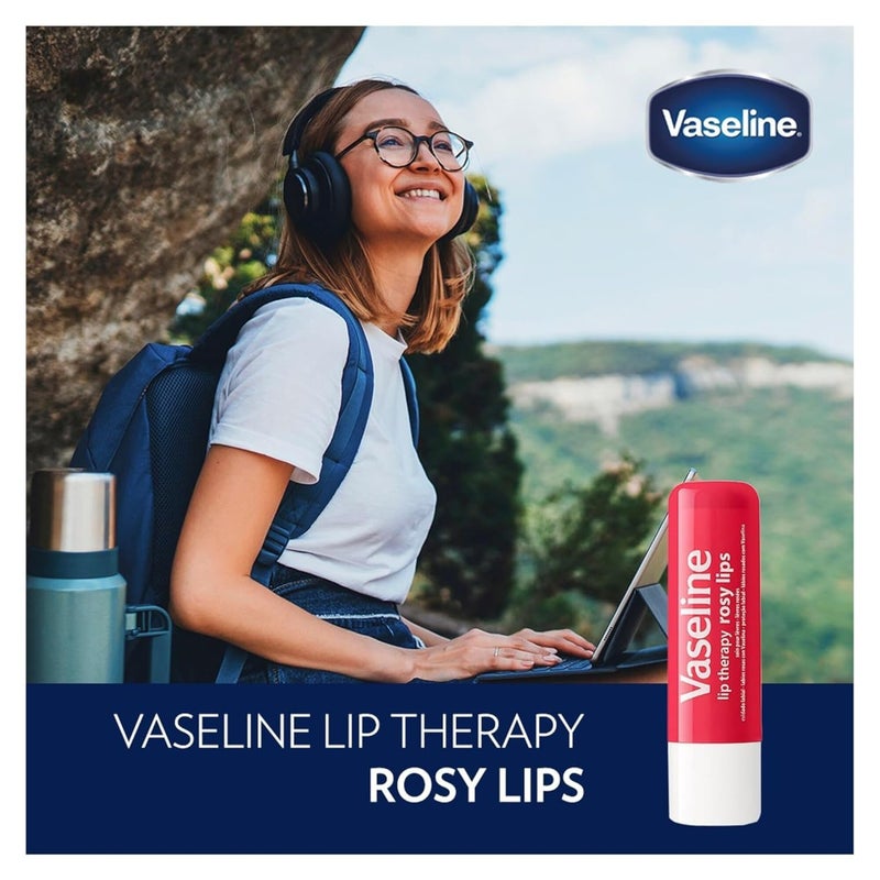 Vaseline Lip Therapy Rosy, Fast-Acting Nourishment, Ideal for Chapped, Dry, or Cracked Lips, Lip Balm Stick, 0.16 Oz (Pack of 4) - Image 5
