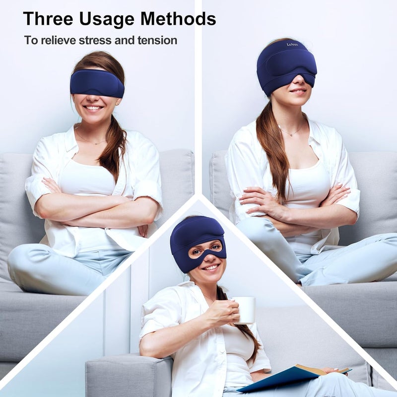 LeArex Migraine Relief Capï¼Œ2 in 1 Headache Relief Cap with Gel Eye Mask Ice Head Wrap Hot and Cold Therapy Hat for Headache Puffy Eyes Sinus and Tension Stress Relief - Image 2