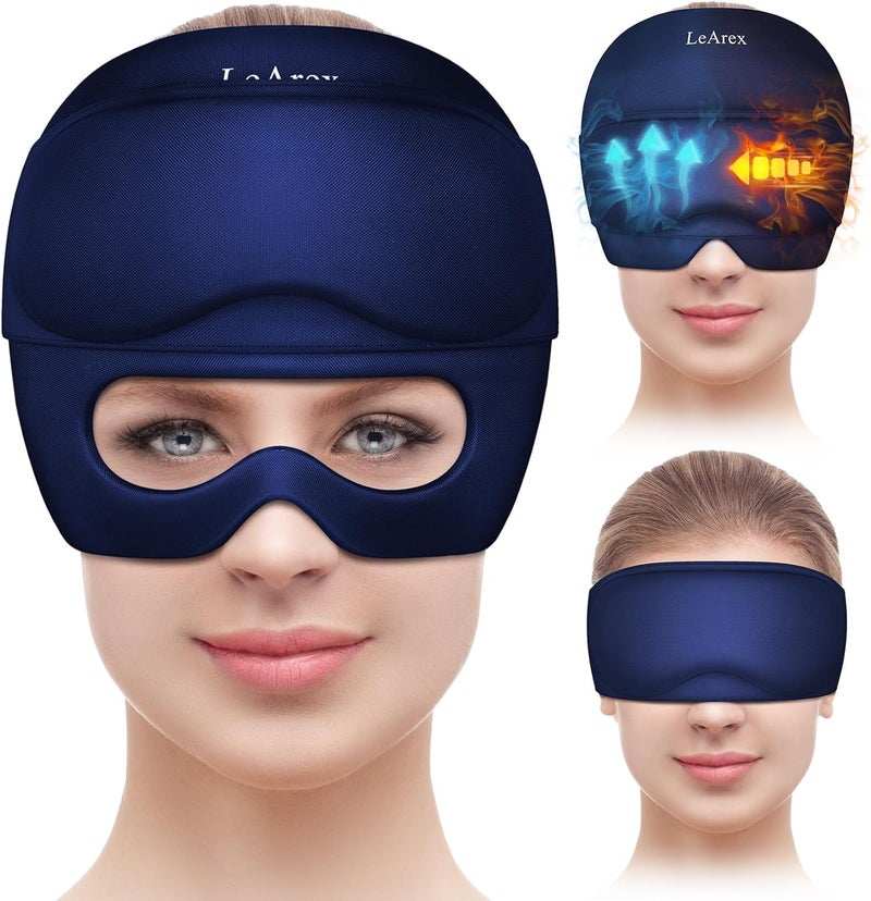 LeArex Migraine Relief Capï¼Œ2 in 1 Headache Relief Cap with Gel Eye Mask Ice Head Wrap Hot and Cold Therapy Hat for Headache Puffy Eyes Sinus and Tension Stress Relief - Image 1