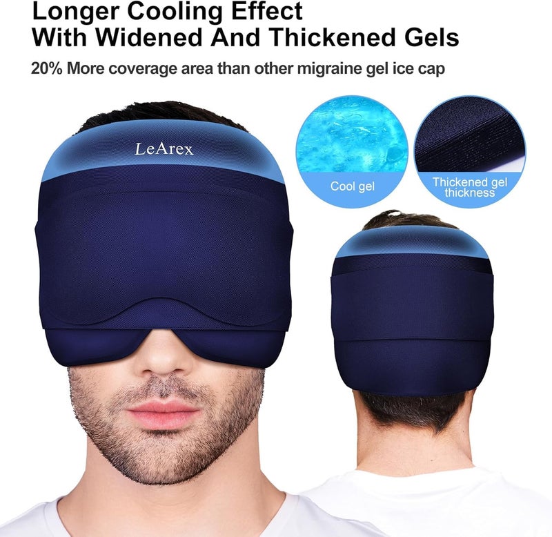 LeArex Migraine Relief Capï¼Œ2 in 1 Headache Relief Cap with Gel Eye Mask Ice Head Wrap Hot and Cold Therapy Hat for Headache Puffy Eyes Sinus and Tension Stress Relief - Image 3