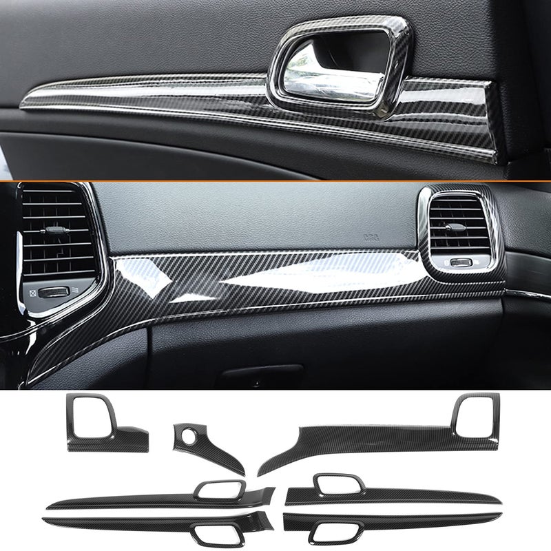 YOCTM ABS Carbon Fiber Look Dashboard Panel Trim Door Handle Cover for Jeep Grand Cherokee 2014 2015 2016 2017 2018 2019 2020 2021 Interior Accessories Decorative Cover - Image 1