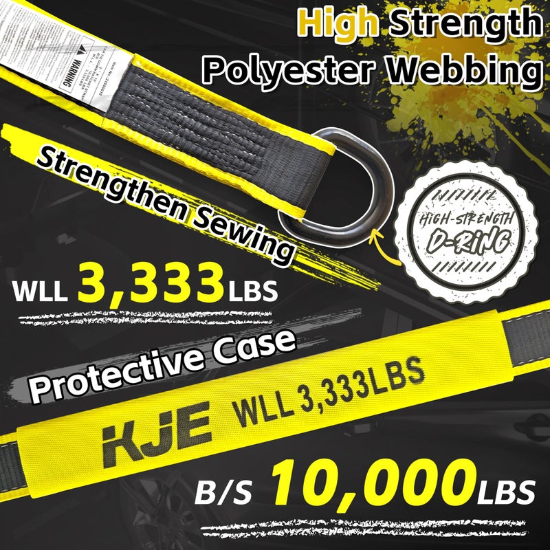 KJE 4 Pack Reflective Car Tie Down Straps for Trailers - Tire Ratchet Strap with Chain Anchors - 2" x 10' 10,000LBS Break Strength - Lasso Style Wheel Straps for Hauling UTV, SUV, Truck, Any Cars - Image 5