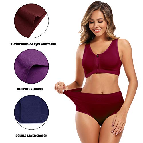 Molasus Women's Soft Cotton Underwear Briefs High Waisted Postpartum Panties Ladies Full Coverage Plus Size Underpants Pack of 5,X-Large - Image 4