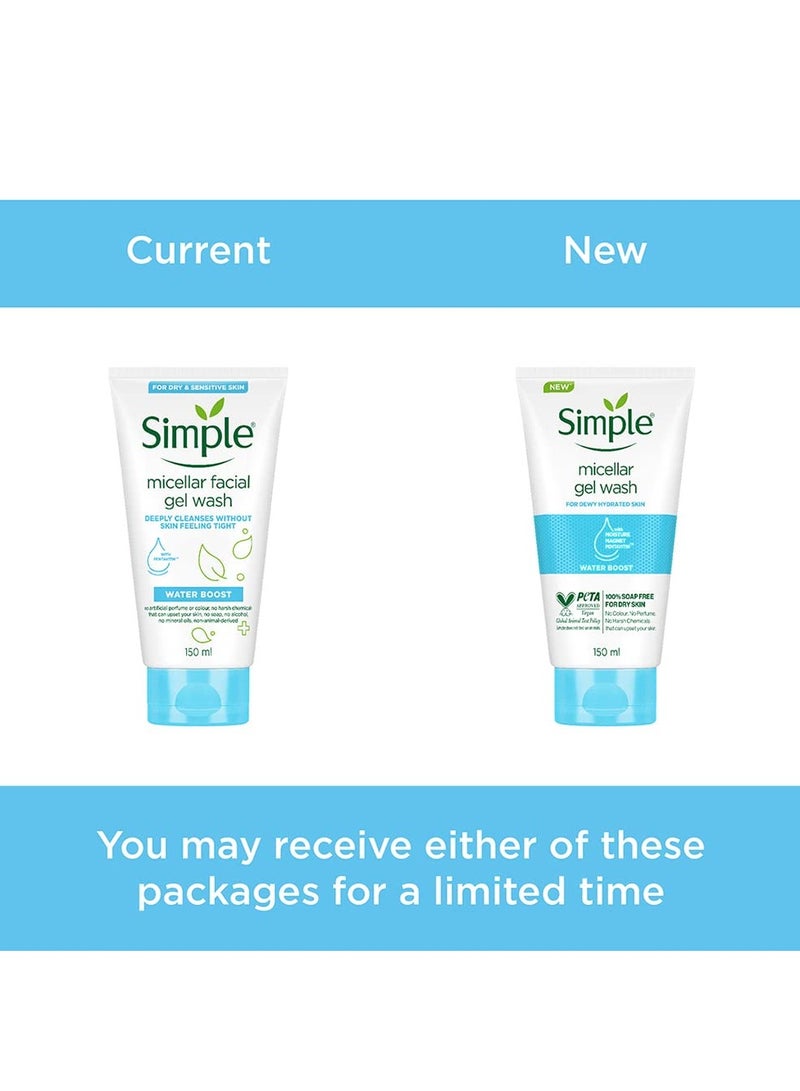 Simple Water Boost Micellar Facial Wash For Dry Skin Type 150ml - Image 2