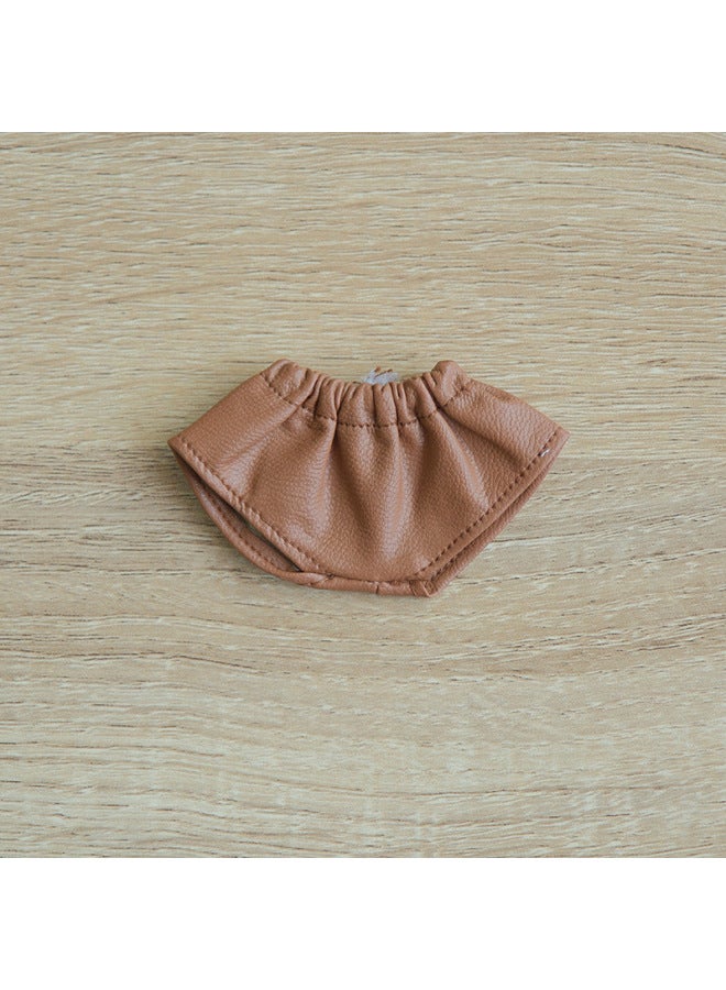 Cotton Doll Bear Toy Clothing Accessories Summer Leather Pants Leather Skirt Bear Clothes Doll Clothing Clothes Logo Printing-Color:Y025-2 Brown-Height:4cm  - Image 1
