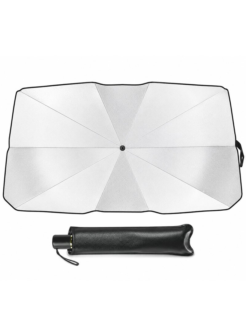 Foldable Car Windshield Sun Shade Umbrella, Reflective Front Windshield Cover With Uv Protection And Heat Insulation, Includes Storage Sleeve, Universal Fit For Most Vehicles - Image 1