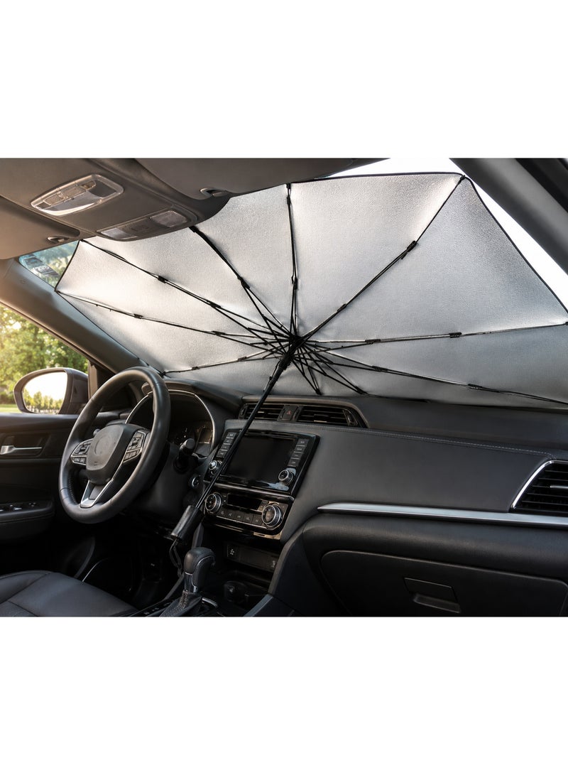 Foldable Car Windshield Sun Shade Umbrella, Reflective Front Windshield Cover With Uv Protection And Heat Insulation, Includes Storage Sleeve, Universal Fit For Most Vehicles - Image 4