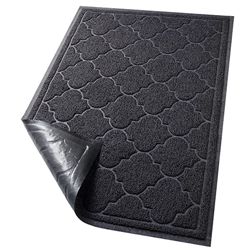 LuxStep حصيرة مدخل لوكس ستيب كبيرة 24x36 بوصة، حصيرة مدخل داخلية وخارجية، تصميم منخفض غير قابل للانزلاق، حصيرة ترحيب للباب الأمامي، فناء، جراج، أسود - Image 1