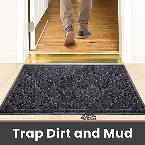 LuxStep حصيرة مدخل لوكس ستيب كبيرة 24x36 بوصة، حصيرة مدخل داخلية وخارجية، تصميم منخفض غير قابل للانزلاق، حصيرة ترحيب للباب الأمامي، فناء، جراج، أسود - Image 4