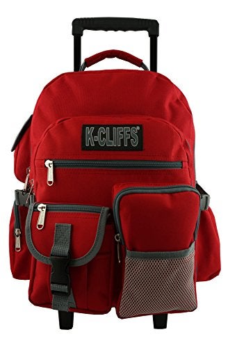 K-Cliffs Heavy Duty Rolling Backpack School Bookbag with Wheels Deluxe Wheeled Daypack - Image 1