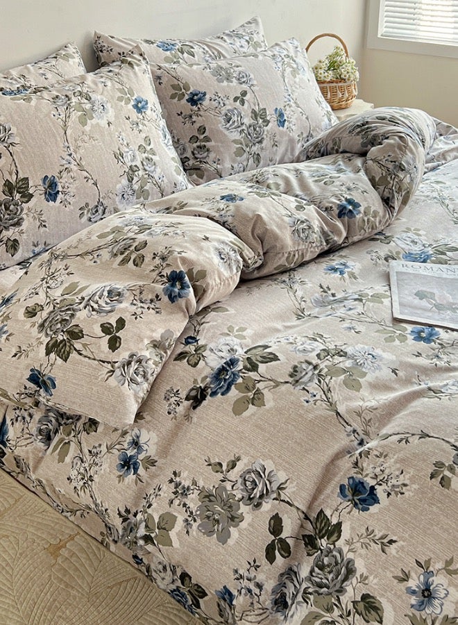 LUNA Home Queen size 6-piece duvet cover set with blue roses.  - Image 2