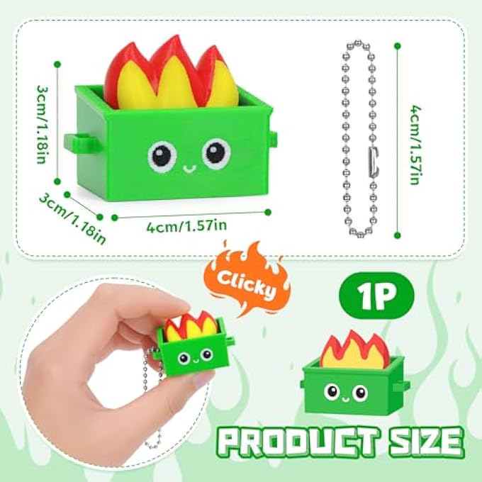 Dalycro Dumpster Keyboard Clicker Fidget Keychain, Dumpster Fidget Gifts for Coworkers Office Desk Accessories Home Travel Stress Anxiety Relief (Green, 1P) - Image 2