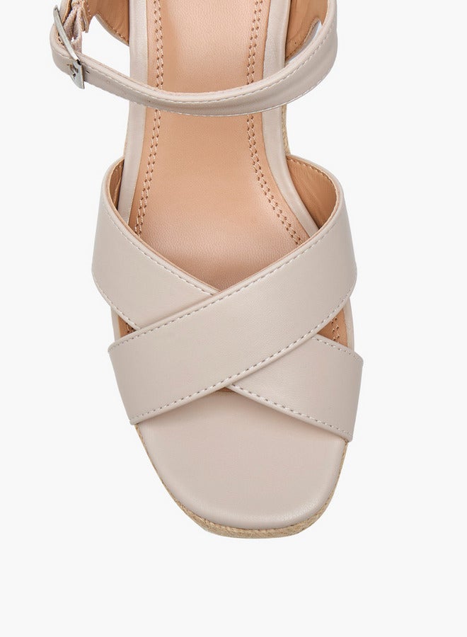 Celeste Women's Cross Strap Sandals with Buckle Closure and Wedge Heel  - Image 4