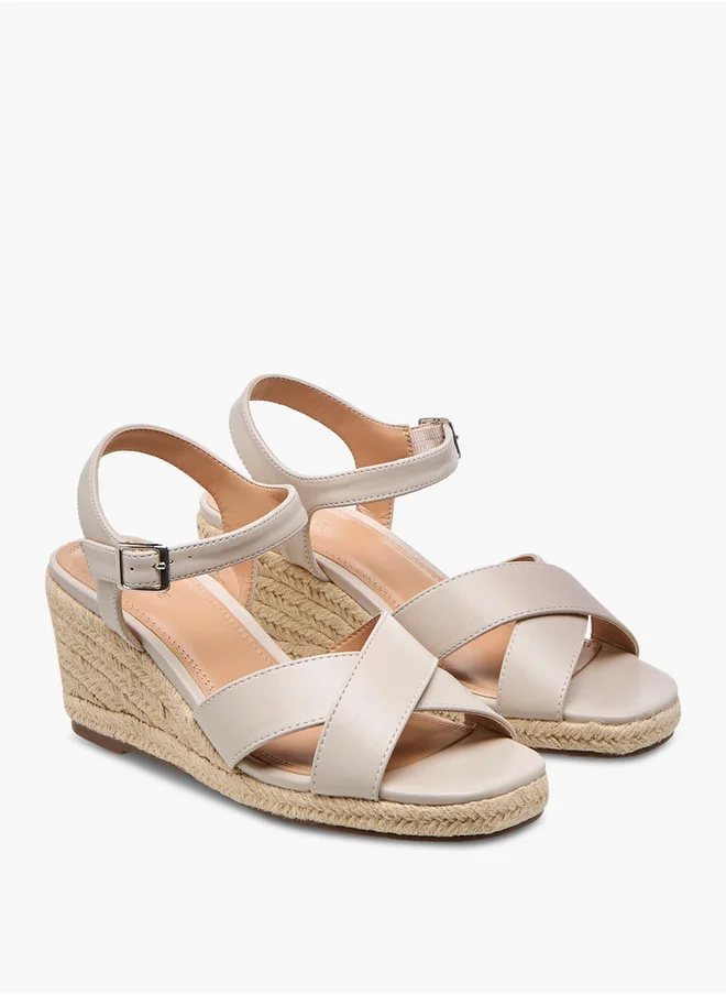 Celeste Women's Cross Strap Sandals with Buckle Closure and Wedge Heel