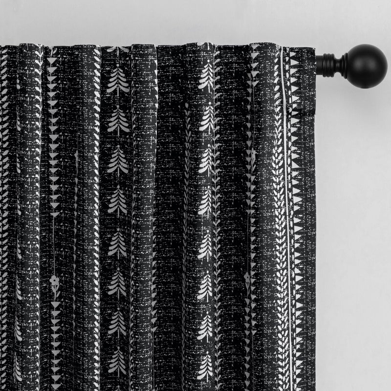 MEETSKY Boho Black Blackout Curtains 84 inch Long - for Bedroom Living Room Printed Patterned 95% Room Darkening Farmhouse Bohemian Thermal Insulated Drapes, Back Tab, 50" Wide Each Panel, 2 Panels - Image 1