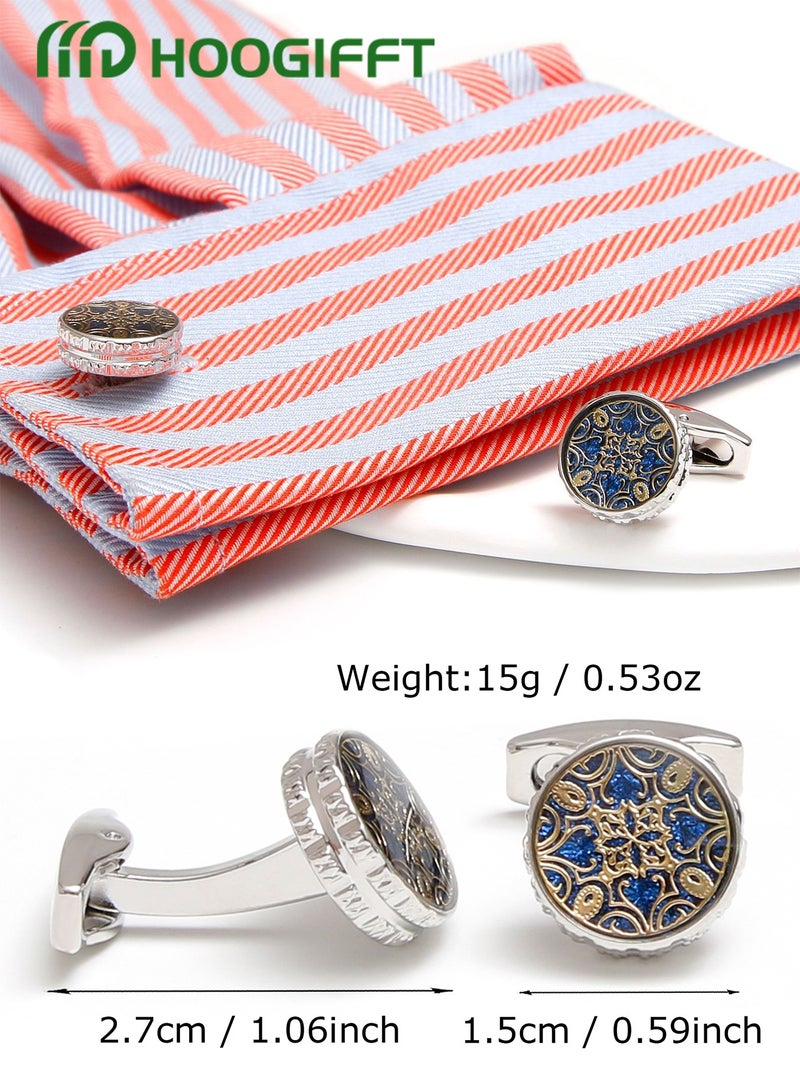 HOOGIFFT 2 Pairs Men's Cufflinks, Shirt Suit Cufflinks, with Classic Calm and Unique Design are Suitable for Formal occasions and Daily Mens Accessories（with Cufflink Box） - Image 4