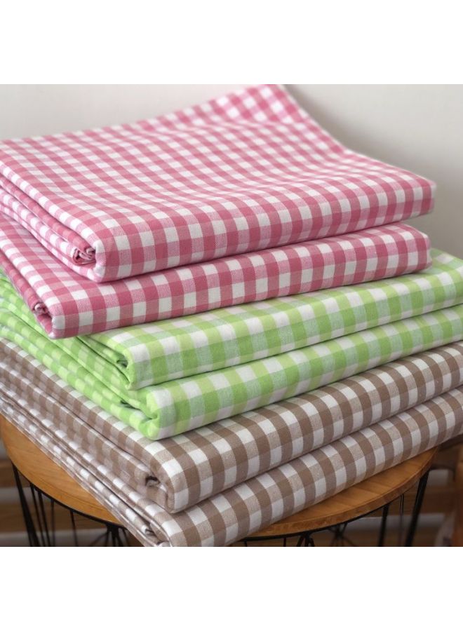 Old Coarse Cotton Bed Sheet Pillowcase Quilt Cover Single Piece Three-Piece Set Thickened Encryption Plaid Fresh Simple Naked Sleeping Four Seasons-Colour:Light Brown Small Grid-Specification:Quilt Cover: 200x230cm  - Image 3