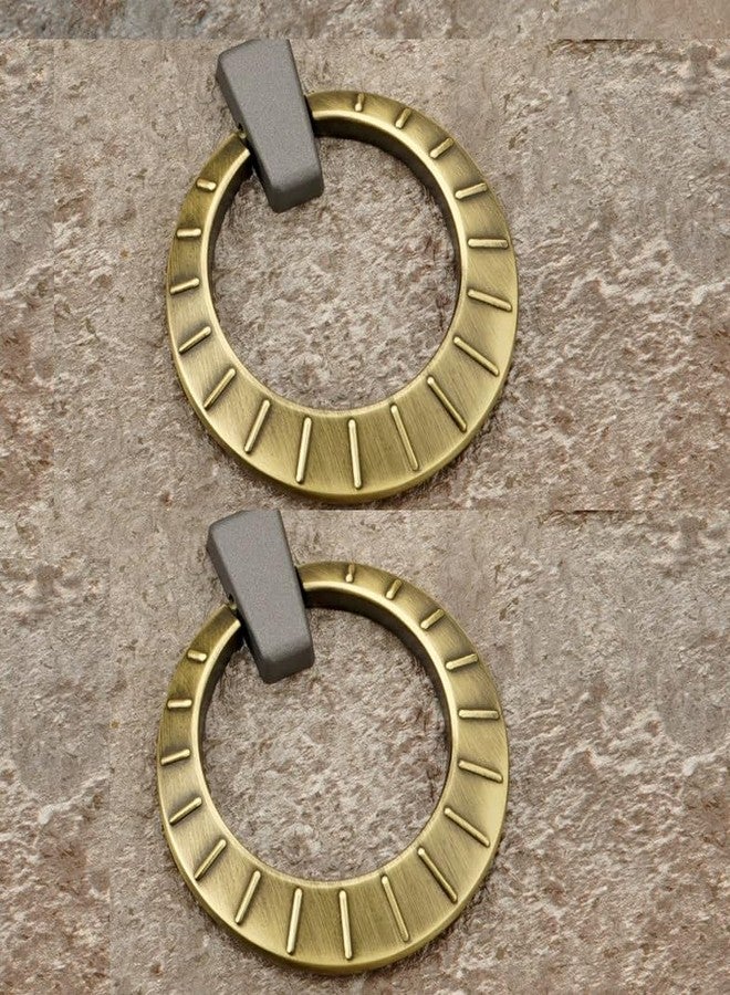 JWL Knobs for Drawer & Cabinet Brass Finish Round Wardrobe Kitchen Door Pull Handle Knobs Set of 2 - Image 1