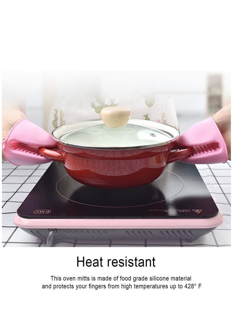 نيبمينينت مقابض طبخ من السيليكون ، قفازات فرن واقي إصبع مقاوم للحرارة للمطبخ والطبخ والخبز والميكروويف ومقابض مطبخ للشواء 2 أزواج - Image 4