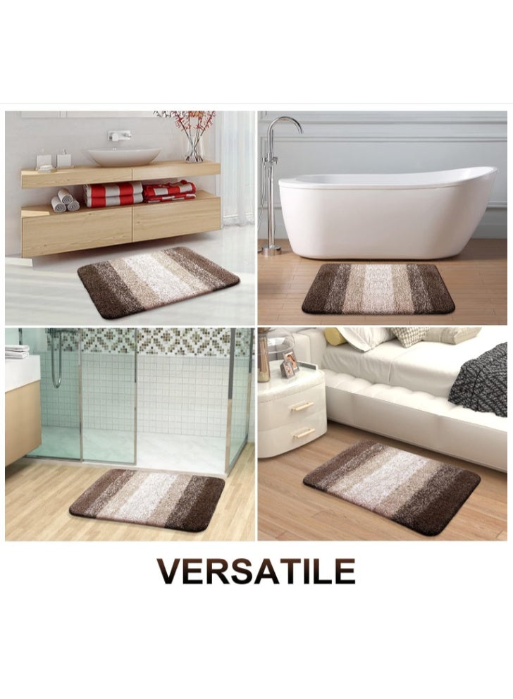 Luxury Gradient Brown Bathroom Rug: Ultra-soft, absorbent microfiber bathroom rug with non-slip plush, available in multiple sizes (60x40 cm / 23.62 inches x 15.74 inches), machine washable and dryable. - Image 2