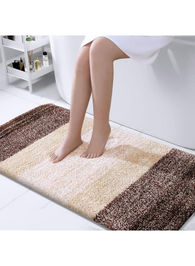 Luxury Gradient Brown Bathroom Rug: Ultra-soft, absorbent microfiber bathroom rug with non-slip plush, available in multiple sizes (60x40 cm / 23.62 inches x 15.74 inches), machine washable and dryable. - Image 1