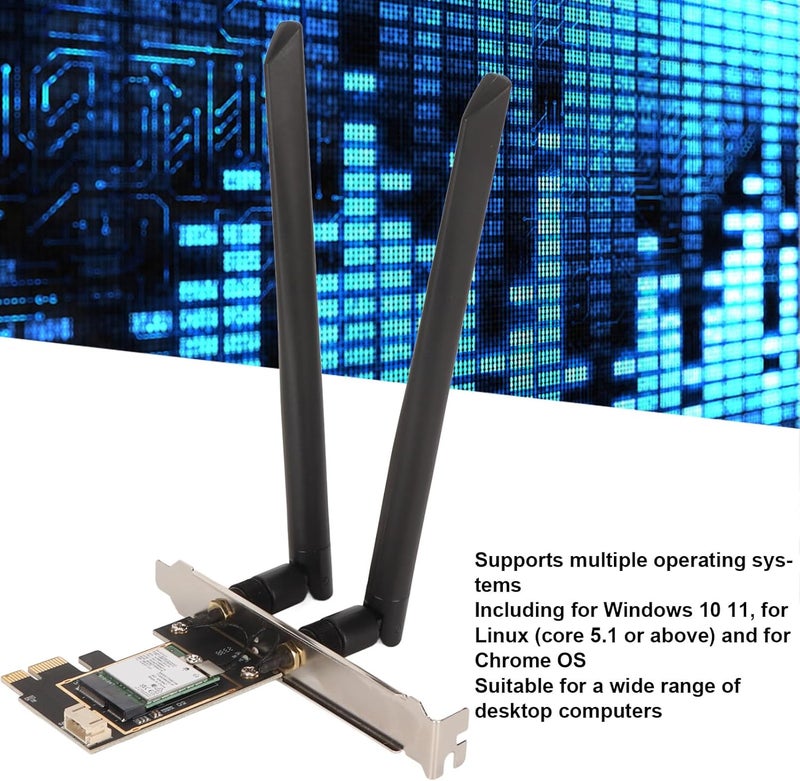 PCIe WiFi Card WiFi 7 Card PCIe with 2.4G 5G 6MU MIMO BT 5.4 WPA4 Encryption 10 11 Linux Chrome OS - Image 3