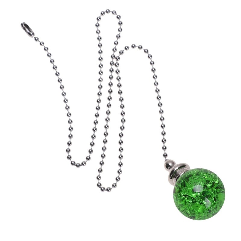 Green Crystal Ball Pull Chain Pendant Fan Lamp Accessory with Connector for Home Decor - Image 2