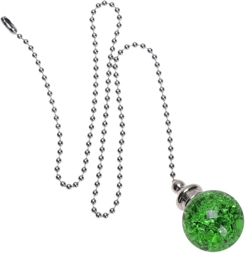 Green Crystal Ball Pull Chain Pendant Fan Lamp Accessory with Connector for Home Decor - Image 1