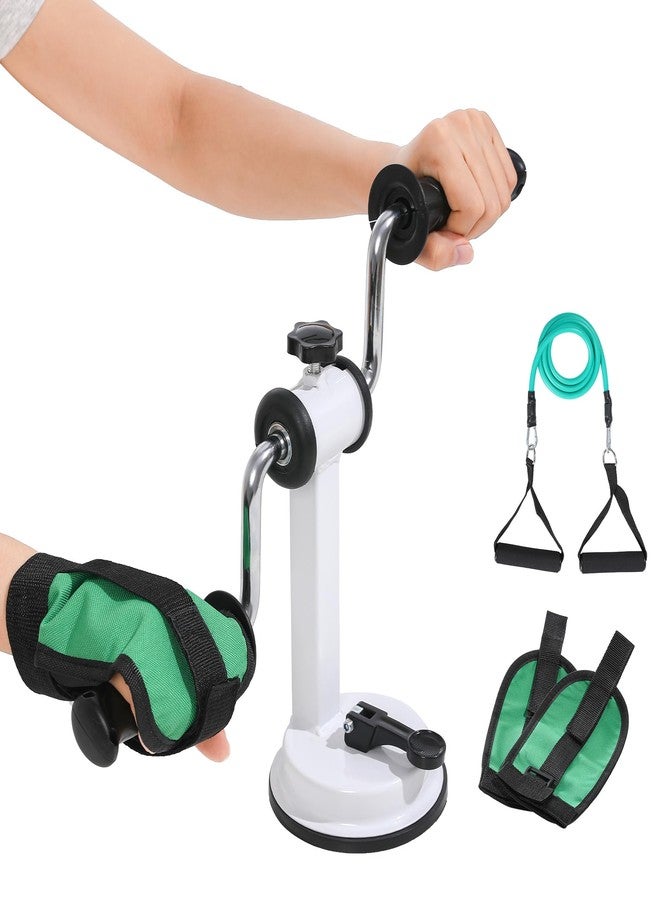 JFMkaer Arm Bike for Physical Therapy, Home Fitness Desk Bike for Seniors, Portable Rehabilitation Exerciser and Resistance Bands for Arm and Shoulder Workout with Adjustable Resistance, Powerful Sunction - Image 1