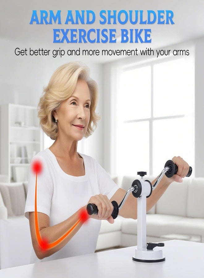 JFMkaer Arm Bike for Physical Therapy, Home Fitness Desk Bike for Seniors, Portable Rehabilitation Exerciser and Resistance Bands for Arm and Shoulder Workout with Adjustable Resistance, Powerful Sunction - Image 2