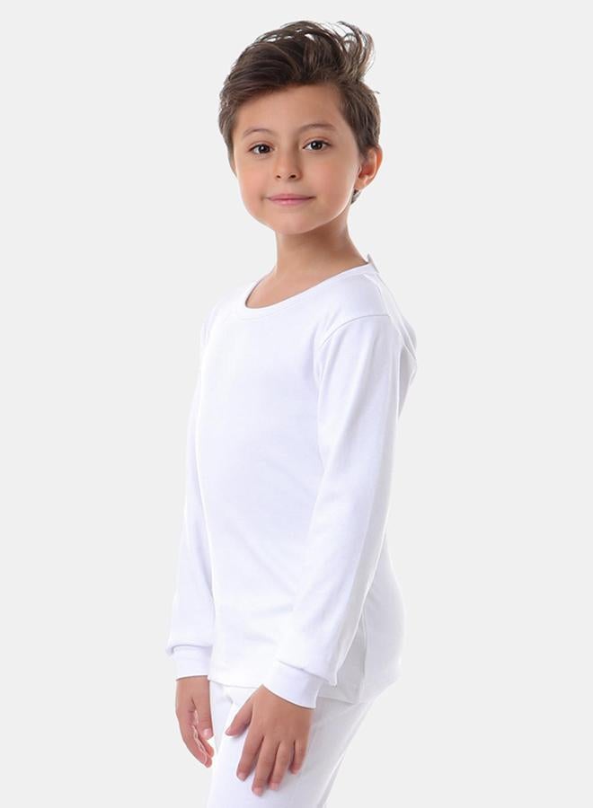 kady Boys Long Sleeve Top Solid White Underwear  kt122-white-2 - Image 2