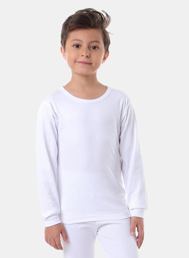 kady Boys Long Sleeve Top Solid White Underwear  kt122-white-2 - Image 1