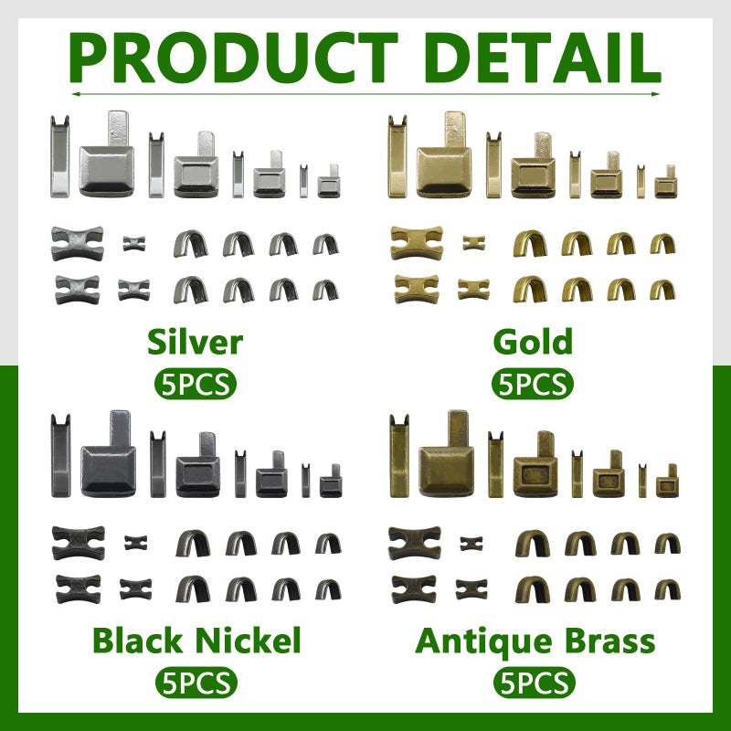 SHRJ 80Pcs Metal Insertion Pin Set Zipper Repair Kit Latch Slider Retainer, Zipper Sewing Accessories Open-End Bottom Top Stops for Jacket, Coat, Backpack, Handbag, Jeans, 4 Sizes - Image 3