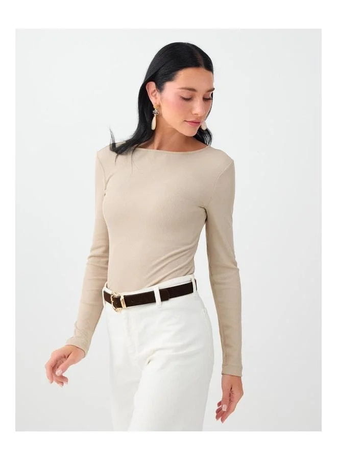Jimmy Key Vizon Round Neck Slim Fit Long Sleeve Blouse.