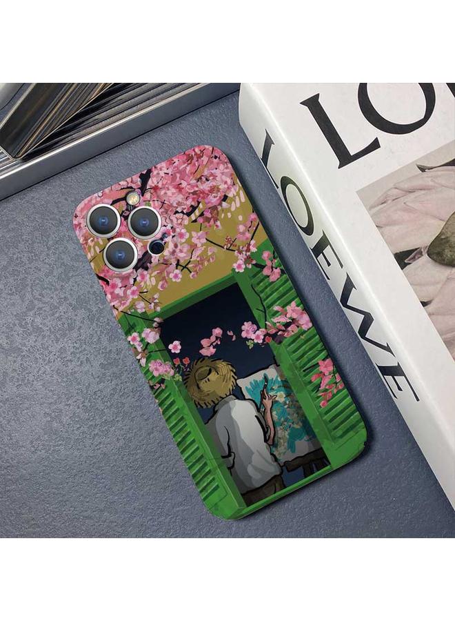 S-TOP Case For iPhone 12 Pro Precise Hole Oil Painting Pattern PC Phone Case - Image 3