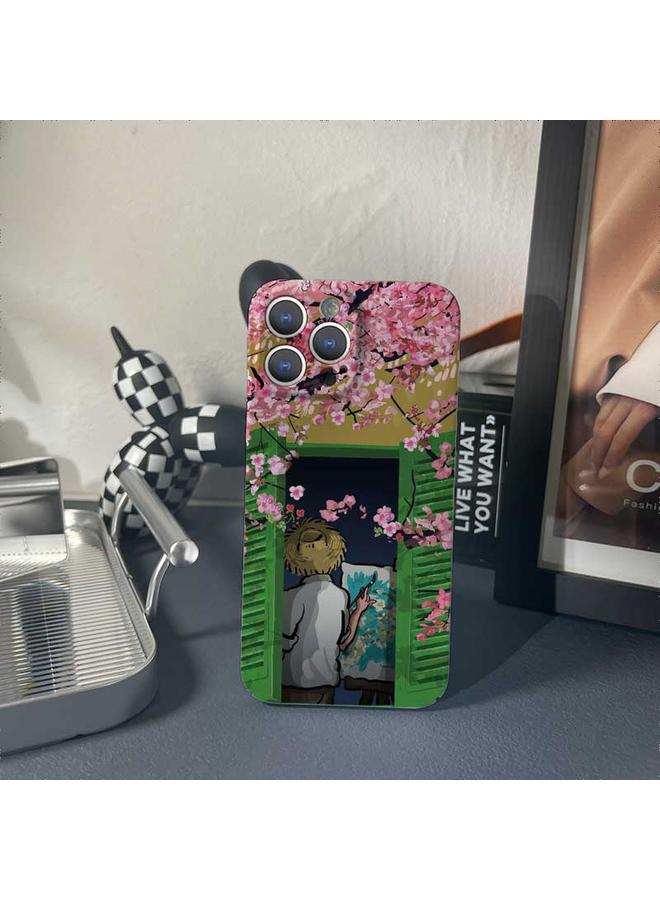 S-TOP Case For iPhone 12 Pro Precise Hole Oil Painting Pattern PC Phone Case - Image 2