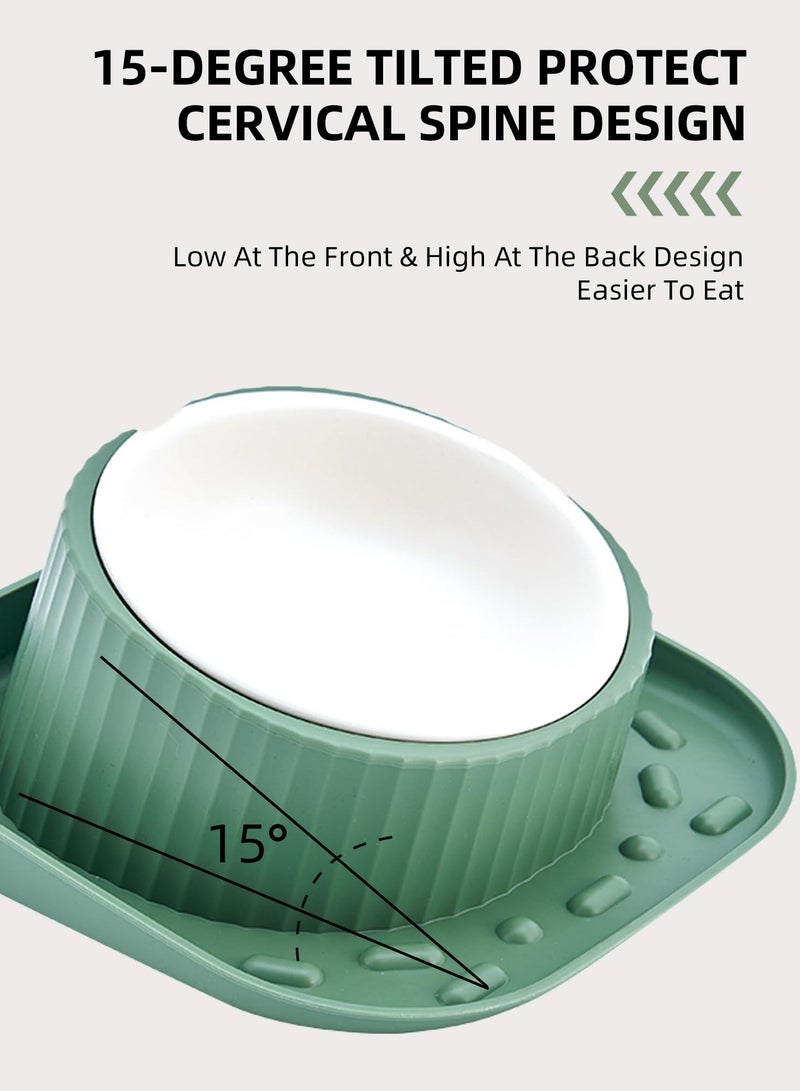 SOLARAE cat Bowls Elevated, Dog Bowl, Cat Food Bowl, Pet Bowls, Pet Ceramic Bowl, Wide-Neck Dog Food Bowl, Anti-Spill Cat Food Bowl,Tall Dog Bowl, Tilted cat Bowl, Protect Pet Spine Pet Food Bowl Cats - Image 5