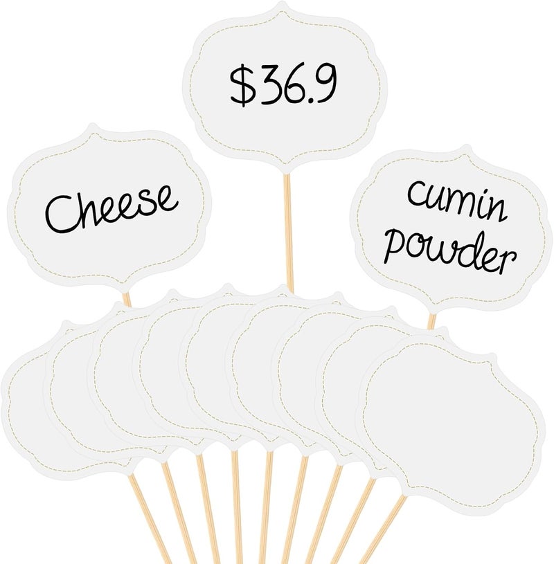 Zelphvt 56 Pieces Cheese Markers for Charcuterie Board Food Labels for Party Buffet Blank Toothpick Flags Chalkboard Cupcake Toppers Picks for Wedding Birthday Party Decor, White - Image 1