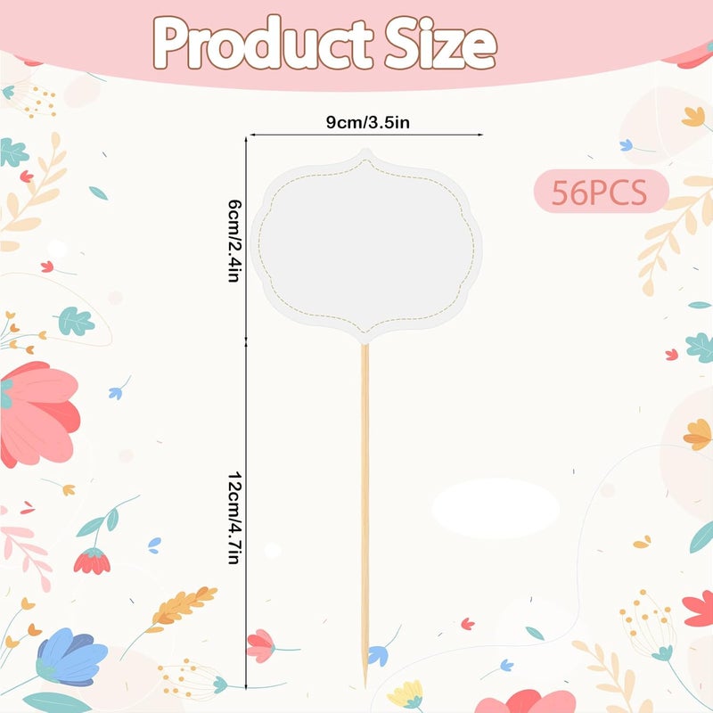 Zelphvt 56 Pieces Cheese Markers for Charcuterie Board Food Labels for Party Buffet Blank Toothpick Flags Chalkboard Cupcake Toppers Picks for Wedding Birthday Party Decor, White - Image 2