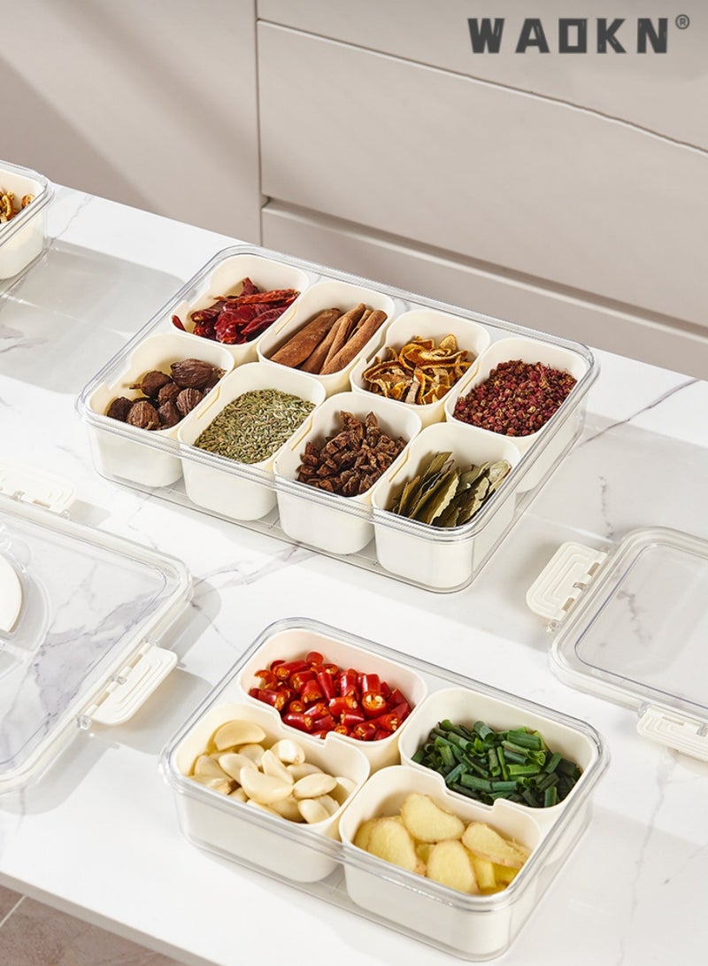 دبليو أيه أو كي أن صواني منفصلة مع غطاء مقبض - محمولة على علبة وجبات خفيفة - وجبات خفيفة مربع حاوية شفافة الحلوى والفواكه والمكسرات والوجبات الخفيفة - مناسبة جدا للحزب ، والترفيه - Image 4