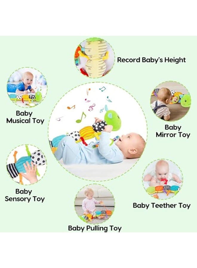 Baby Sensory Toy 0-6 Month Music Animal Stuffed Plush Caterpillar Toy for Infant 0-3-6 Month Tummy Time with Baby Mirror Crinkle Rattle for 6-12 Month Carseat Toy for Newborn Boys Girls Shower Gifts  - Image 2