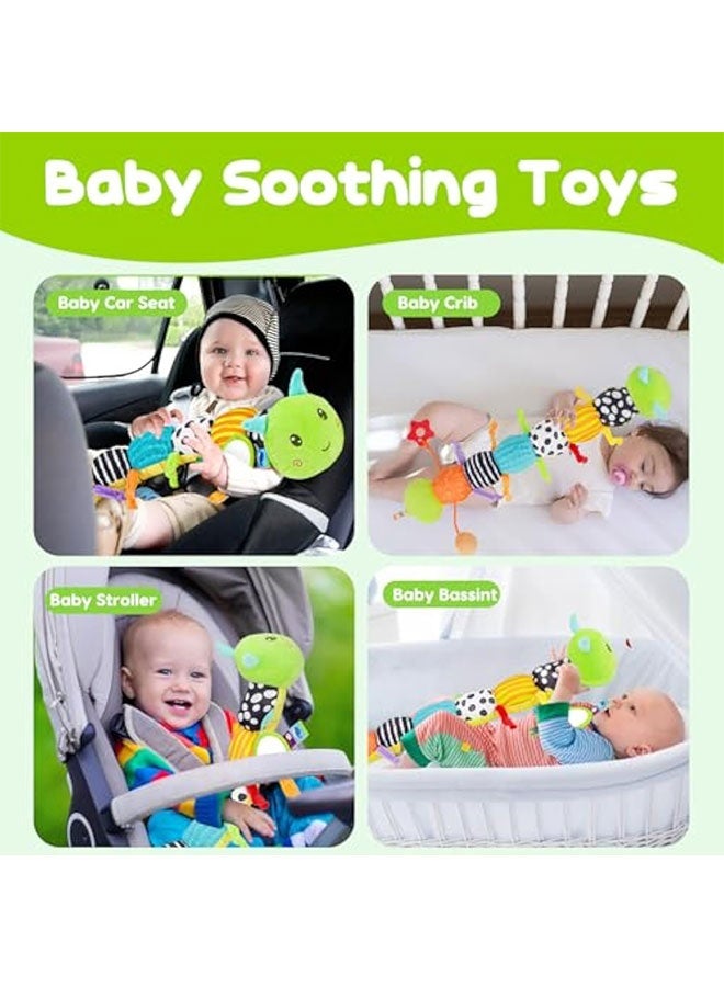 Baby Sensory Toy 0-6 Month Music Animal Stuffed Plush Caterpillar Toy for Infant 0-3-6 Month Tummy Time with Baby Mirror Crinkle Rattle for 6-12 Month Carseat Toy for Newborn Boys Girls Shower Gifts  - Image 3