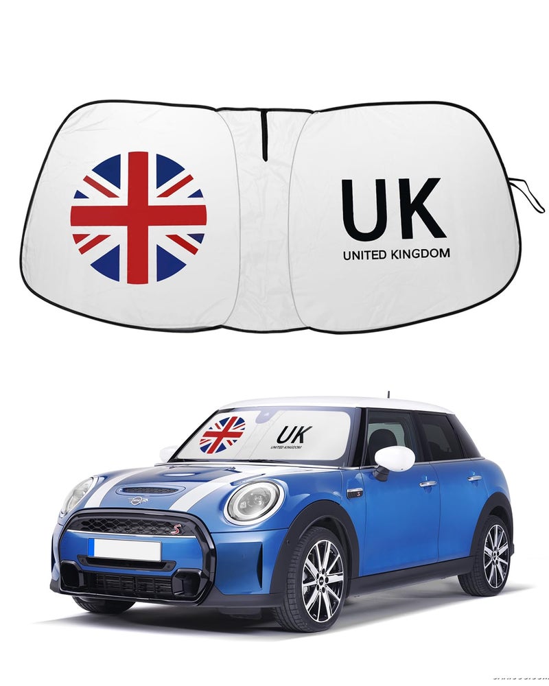 Upgrade Front Windshield Sunshade Foldable Mini Cooper Sun Shade Fit for 20152024 Mini Cooper S Hardtop 4 Door Union Jack Flag Keep Car Interior Cooler