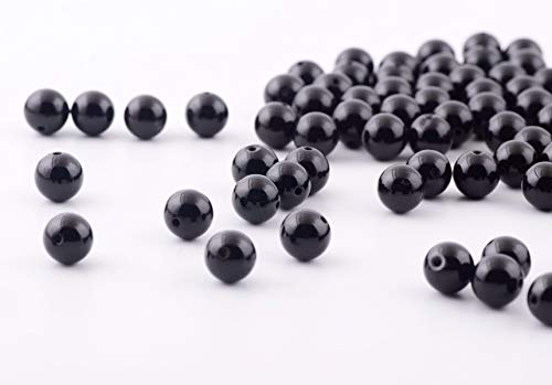 Cmidy Natural Stone Beads 100pcs 10mm Black Obsidian Round Genuine Real Stone Beading Loose Gemstone Hole Size 1mm DIY Charm Smooth Beads for Bracelet Necklae Earrings Jewelry Making (Black Obsidian, 10mm) - Image 3
