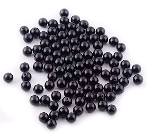 Cmidy Natural Stone Beads 100pcs 10mm Black Obsidian Round Genuine Real Stone Beading Loose Gemstone Hole Size 1mm DIY Charm Smooth Beads for Bracelet Necklae Earrings Jewelry Making (Black Obsidian, 10mm) - Image 2