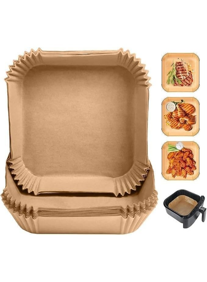 Air Fryer Liners Disposable Air Fryer Paper Liners for Baking & Frying Air Fryer Disposable Paper Liner with Air Fryer Cooking Times Chart Non Stick Oil Proof for 3-5L Air Fryers Square - Image 2