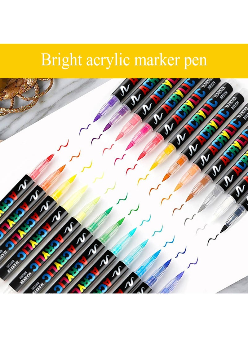 Generic 12 Colors Paint Marker Pen,Acrylic Paint Markers Calligraphy Art Markers for Lettering,Card Making,Rock Painting,Stone,Ceramic,Glass,Wood Canvas,Metal,DIY Art Crafting  - Image 3