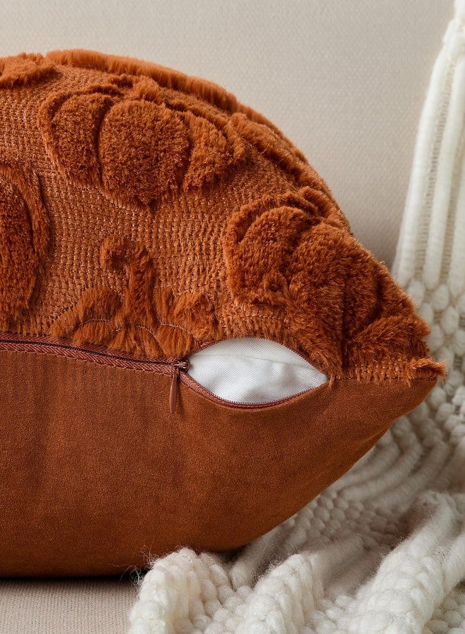 DFXSZ Fall Pillow Covers 18x18 Set of 2 Fall Decorations Autumn Rust Pumpkin Throw Pillow Cases Soft Plush Faux Fur Wool Couch Cushion Case for Chair Sofa Living Room Home Decor PTK045D18 - Image 2
