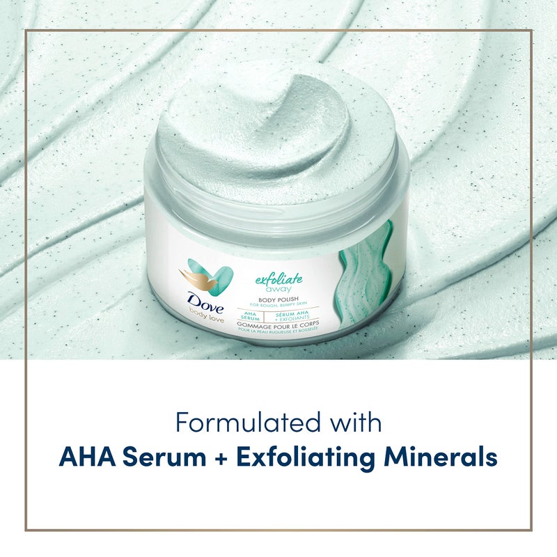 Dove دوف بودي لوف مقشر الجسم 3 قطع لإزالة الخشونة والنتوءات مع أحماض ألفا هيدروكسي لبشرة ناعمة حريرية 12 أونصة - Image 2