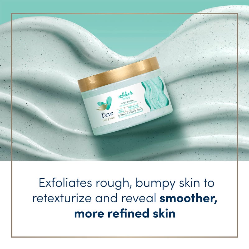 Dove دوف بودي لوف مقشر الجسم 3 قطع لإزالة الخشونة والنتوءات مع أحماض ألفا هيدروكسي لبشرة ناعمة حريرية 12 أونصة - Image 3